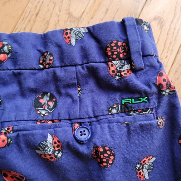 RLX Ralph Lauren Golf Shorts Ladybug Print Purple Blue Men's Size 34 Stretch Fit - Picture 5 of 12